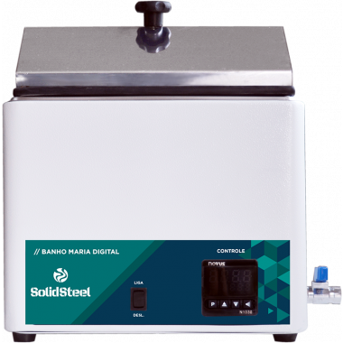 Banho maria microprocessado com capacidade de 15 litros, faixa de temperatura 5°C acima da ambiente até 100°C, precisão ±0,5°C. Display digital LED, timer programável, proteção contra superaquecimento. Cuba em aço inox. Ideal para incubação e aquecimento. 110V.